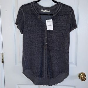 Free People Women's Kia Front Button Shirt (M, Washed Black)